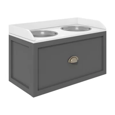 PawHut Elevated Pet Feeding Station with Storage and 2 Stainless Steel Bowls, 23.6"x11.8" x14.2" - Image 1