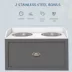 PawHut Elevated Pet Feeding Station with Storage and 2 Stainless Steel Bowls, 23.6"x11.8" x14.2" image thumbnail 5