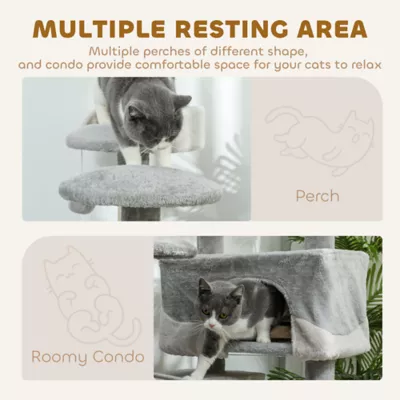 PawHut 53"H Cat Tree, Large Play House Multi-Level Activity Center - Image 6