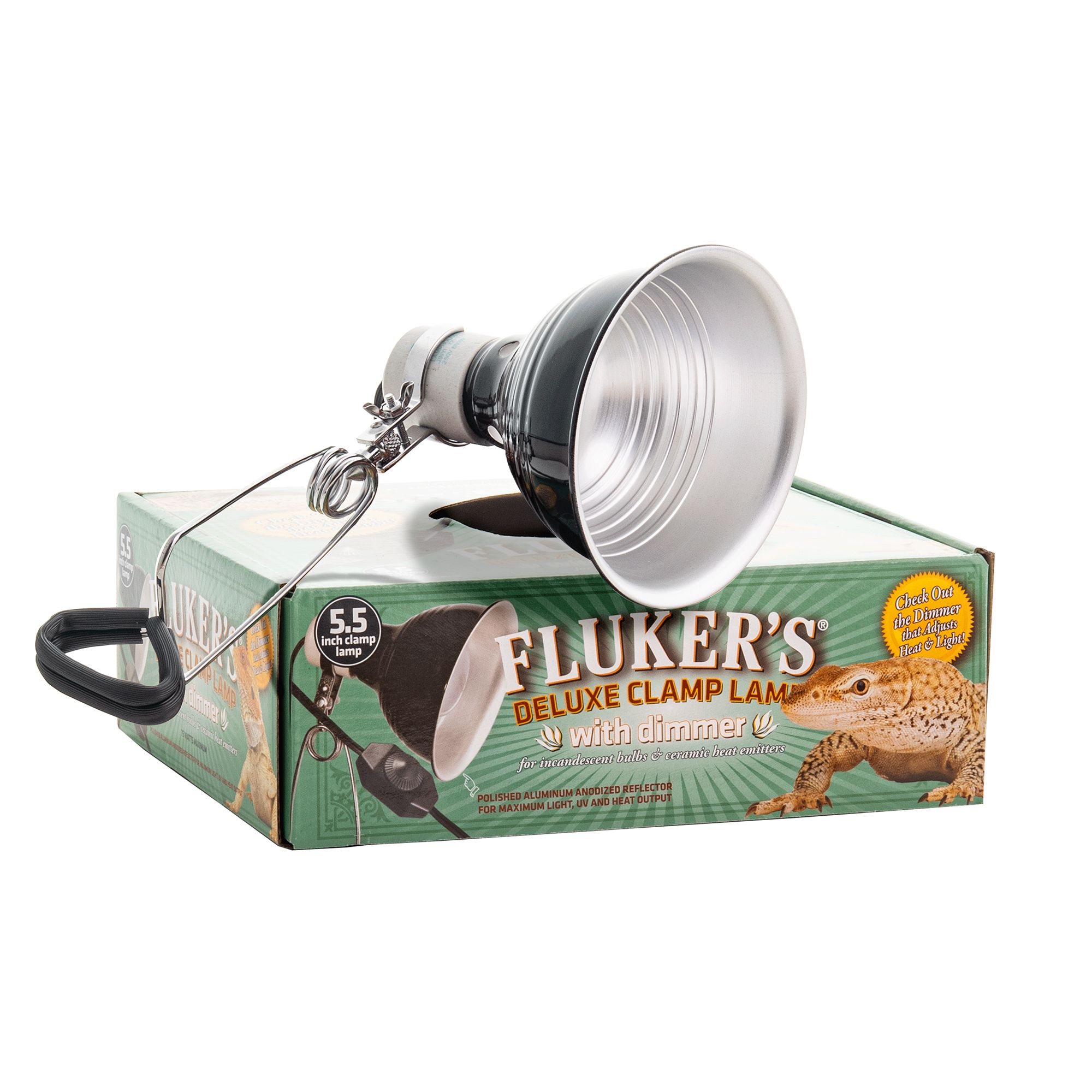 Fluker's® Deluxe Ceramic Clamp Lamp with Dimmer Switch - 5.5 inches - Reptile Light Fixture