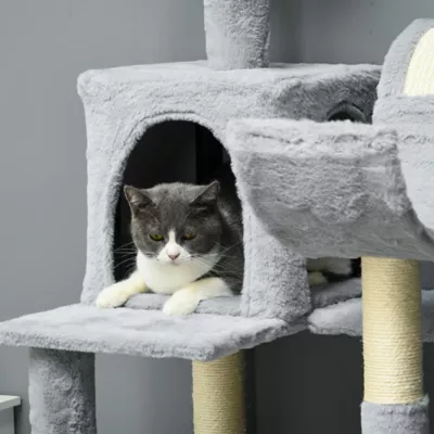 PawHut Tall Cat Tree for Indoor Cats, 70" Multi-Level Cat Tower with Hammock, Cat Bed, Cat Condo - Image 7