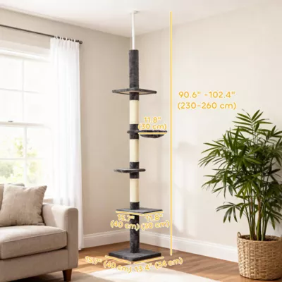 PawHut 8.5ft Cat Climbing Tree, 5-Tier Cat Activity Center with Scratching Post - Image 3