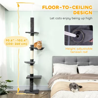 PawHut 8.5ft Cat Climbing Tree, 5-Tier Cat Activity Center with Scratching Post - Image 4