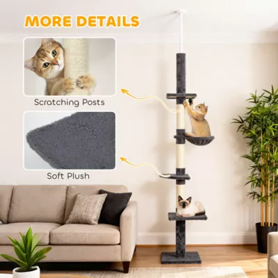 PawHut 8.5ft Cat Climbing Tree, 5-Tier Cat Activity Center with Scratching Post - Image 6