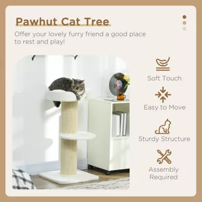 PawHut Cat Tree Kitty Tower with Sisal Mat Scratching Post, Cat Bed, Cushion, Perch, 18" x 18" x 36" - Image 4