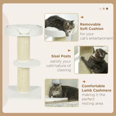 PawHut Cat Tree Kitty Tower with Sisal Mat Scratching Post, Cat Bed, Cushion, Perch, 18" x 18" x 36" - Image 5