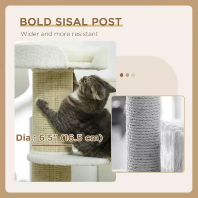 PawHut Cat Tree Kitty Tower with Sisal Mat Scratching Post, Cat Bed, Cushion, Perch, 18" x 18" x 36" - Image 6