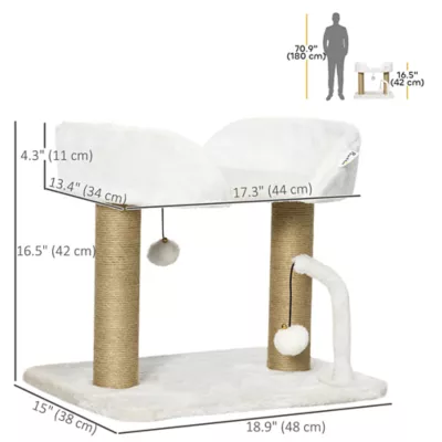 PawHut Cat Tower Condo for Indoor Cats, Small Cat Tree with Jute Scratching Posts, Top Perch - Image 3