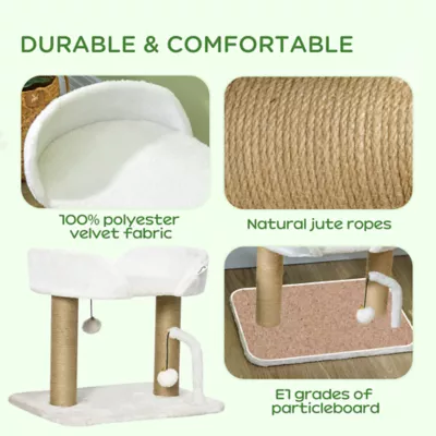 PawHut Cat Tower Condo for Indoor Cats, Small Cat Tree with Jute Scratching Posts, Top Perch - Image 4