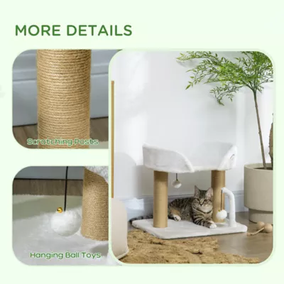PawHut Cat Tower Condo for Indoor Cats, Small Cat Tree with Jute Scratching Posts, Top Perch - Image 5