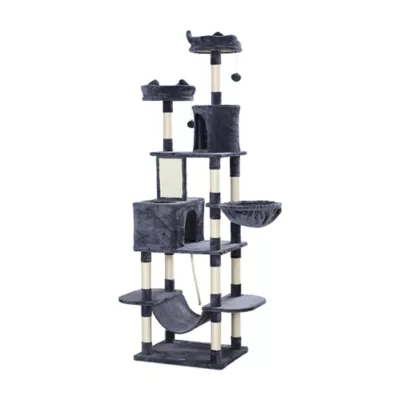PawHut 81" Large Cat Tree w/ Scratching Posts, Condos, Beds, Hammocks, Jumping Platforms, Toy Balls - Image 1