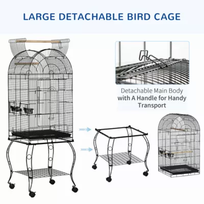 PawHut 60"H Large Bird Cage with Openable Top for Cockatiel, Conure - Image 4