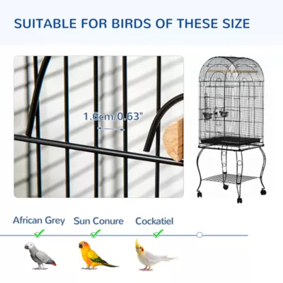 PawHut 60"H Large Bird Cage with Openable Top for Cockatiel, Conure - Image 6