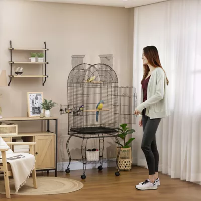 PawHut 60"H Large Bird Cage with Openable Top for Cockatiel, Conure - Image 7