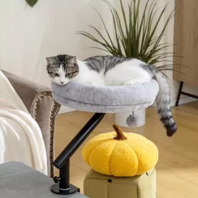 PawHut Cat Desk Bed 360° Rotatable Adjustable Height for Home Office - Image 2
