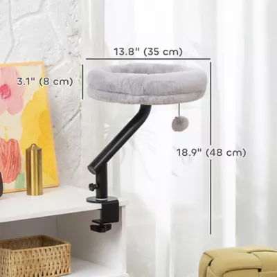 PawHut Cat Desk Bed 360° Rotatable Adjustable Height for Home Office - Image 3