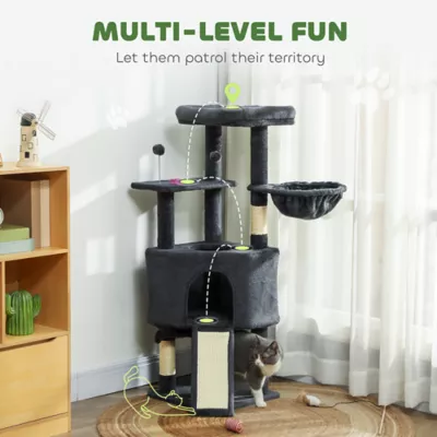 PawHut 47 Inch Cat Tree, Cat Tower for Indoor Cats with Cozy Condo, Bed, Toy Balls, Sisal Scratching - Image 4