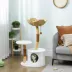 PawHut 40" Real Wood Cat Tree, Cat Tower for Indoor Large Adult Cats with Scratching Posts, Condo image thumbnail 2