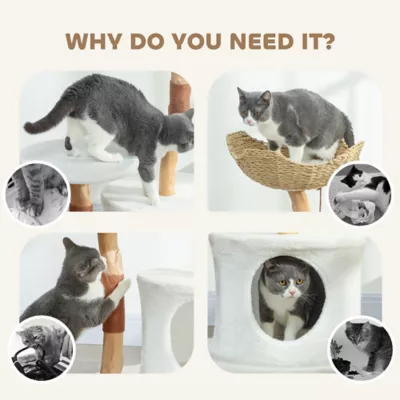 PawHut 40" Real Wood Cat Tree, Cat Tower for Indoor Large Adult Cats with Scratching Posts, Condo - Image 7