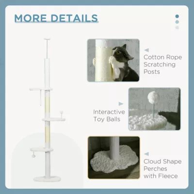 PawHut 88.5"-100.5" Floor to Ceiling Cat Tree,Tower with Scratching Posts, Cloud Shaped Platform - Image 6