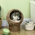 PawHut Wicker Cat Bed with Cushion, Stand, for Indoor Use image thumbnail 2