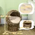PawHut Wicker Cat Bed with Cushion, Stand, for Indoor Use image thumbnail 3