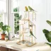 PawHut Bird Playground, 4 Layer Wooden Play Stand with Ladders, Chain Toy, Stainless Steel Cups,Tray image thumbnail 2