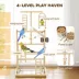 PawHut Bird Playground, 4 Layer Wooden Play Stand with Ladders, Chain Toy, Stainless Steel Cups,Tray image thumbnail 5