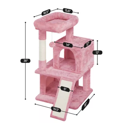 Yaheetech 36-in Multi-Level Cat Tree with 2 Condos and Scratching Board - Image 3
