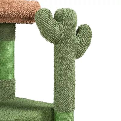 Yaheetech 42-in Cactus Cat Tree with Condo, Basket and Scratching Board - Image 4