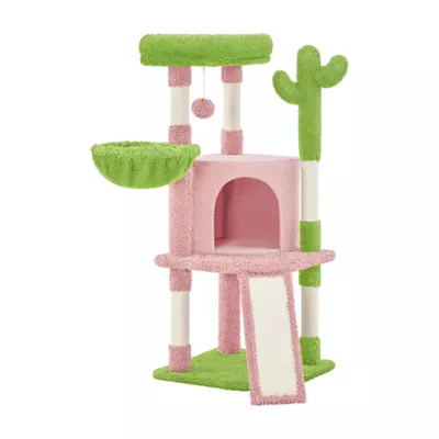 Yaheetech 42-in Cactus Cat Tree with Condo, Basket and Scratching Board - Image 1
