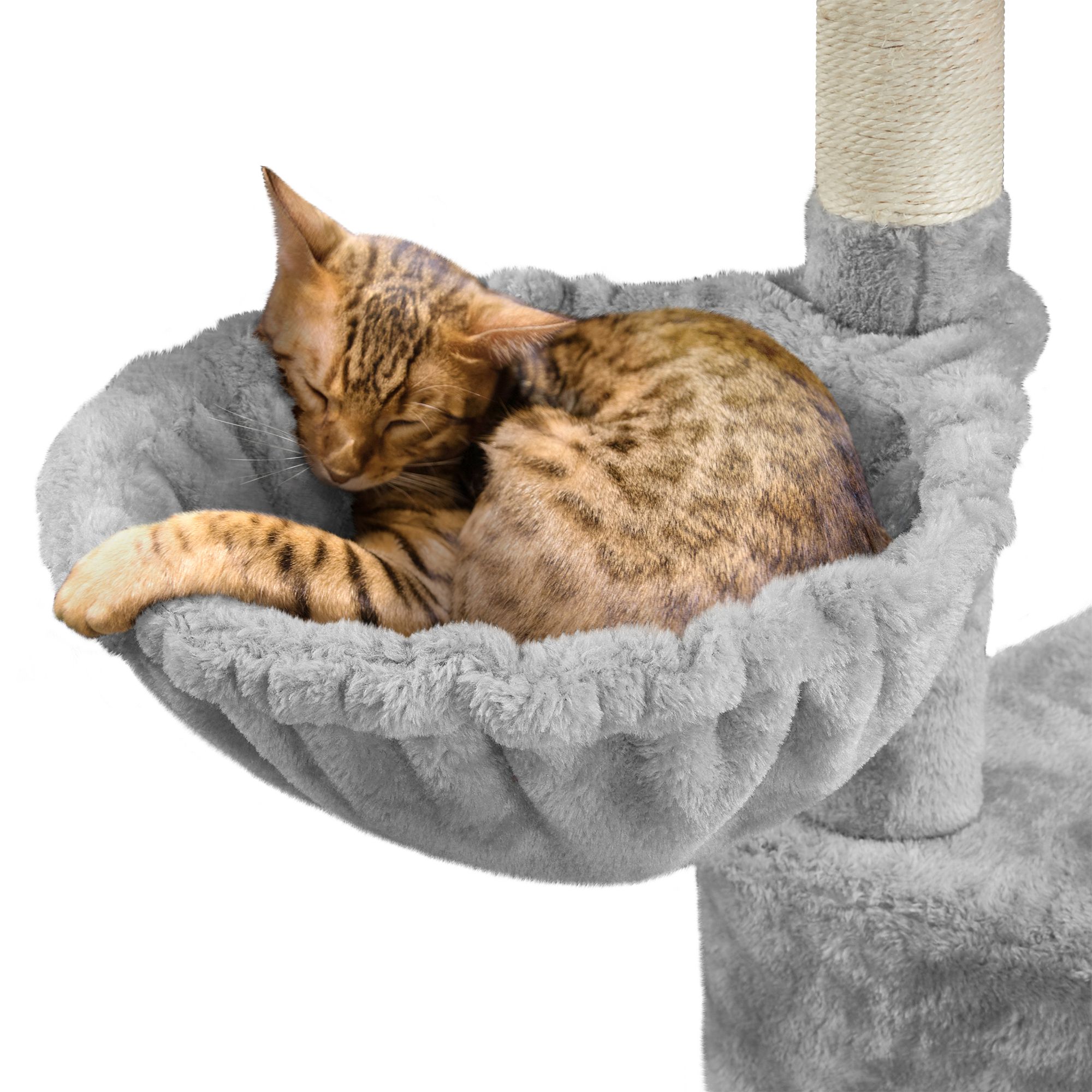 Yaheetech 46-in Multi-Level Cat Tree with Large Condo, Perch and Basket, Light Gray - thumbnail 4