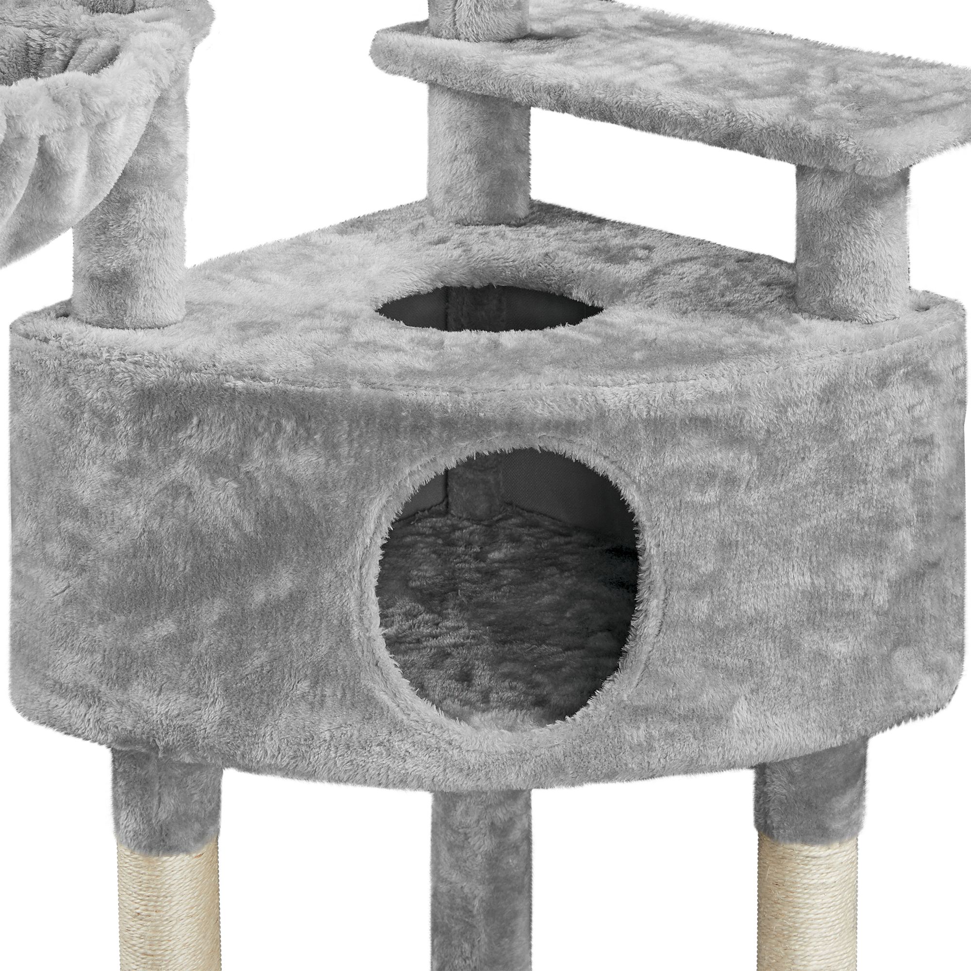 Yaheetech 46-in Multi-Level Cat Tree with Large Condo, Perch and Basket, Light Gray - thumbnail 5