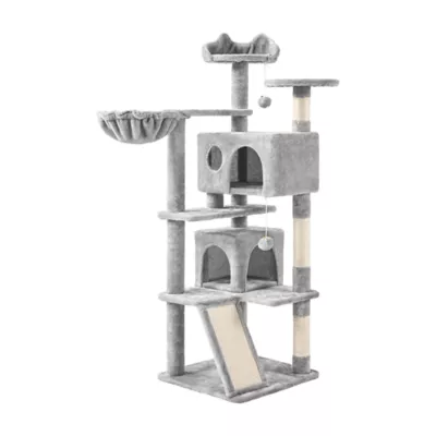 Yaheetech 57.5-in Multi-Level Cat Tree with 2 Condos, Perches and Basket - Image 1