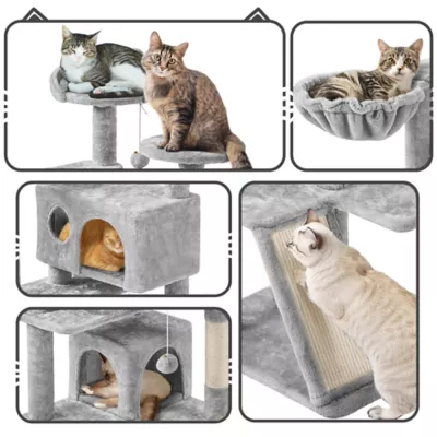 Yaheetech 57.5-in Multi-Level Cat Tree with 2 Condos, Perches and Basket - Image 4