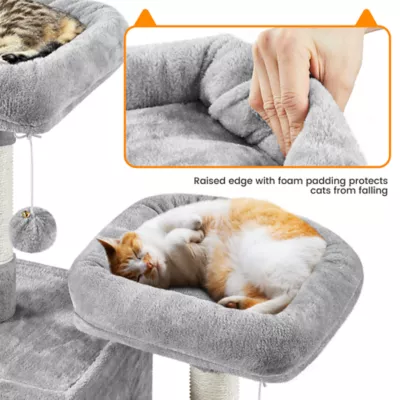 Yaheetech 71.5-in Multi-Level Cat Tree with 2 Condos, 2 Perches, Basket and Hammock - Image 4