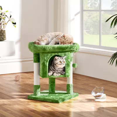 Yaheetech 23.5-in Compact Cat Tree with Condo, Wide Perch and Scratching Posts - Image 2