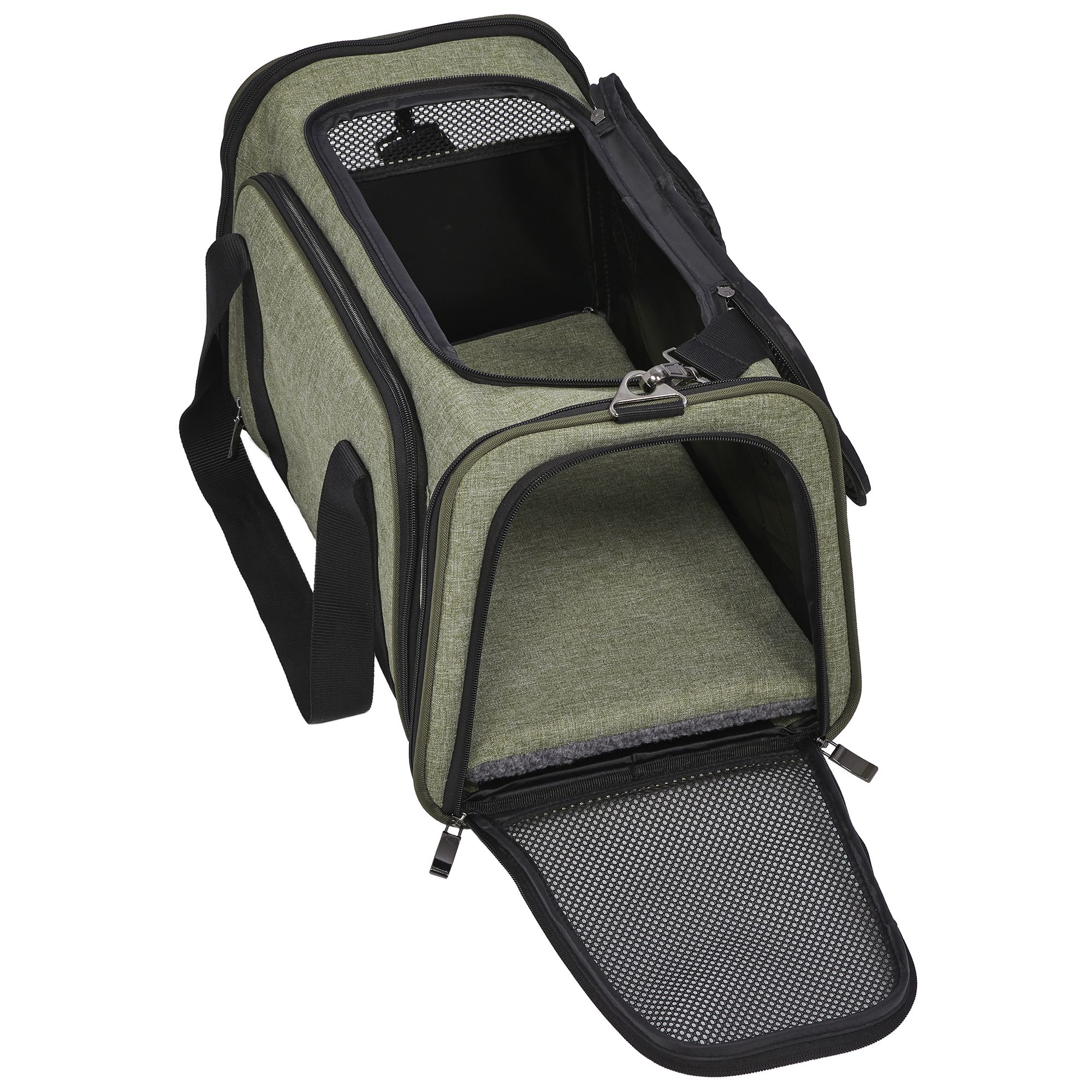 Midwest® Duffy Expandable Pet Carrier W/ Expandable Sides & Multiple Access Points, Green - thumbnail 2