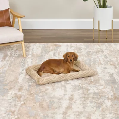 Midwest® QuietTime Deluxe Wave Bolster Bed For Pets, Machine Washable & Dryable, Tan - Image 3