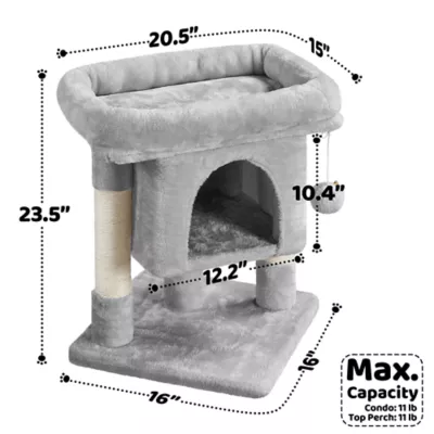 Yaheetech 23.5-in Compact Cat Tree with Condo, Wide Perch and Scratching Posts - Image 3