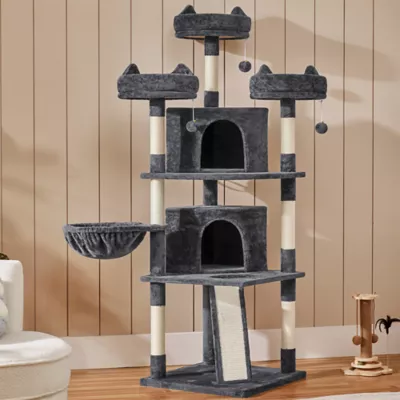 Yaheetech 69-in Multi-Level Cat Tree with 2 Condos, 3 Perches, Basket and Scratching Board - Image 2