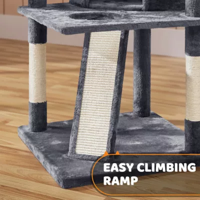 Yaheetech 69-in Multi-Level Cat Tree with 2 Condos, 3 Perches, Basket and Scratching Board - Image 4