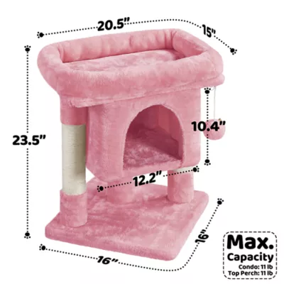 Yaheetech 23.5-in Compact Cat Tree with Condo, Wide Perch and Scratching Posts - Image 3