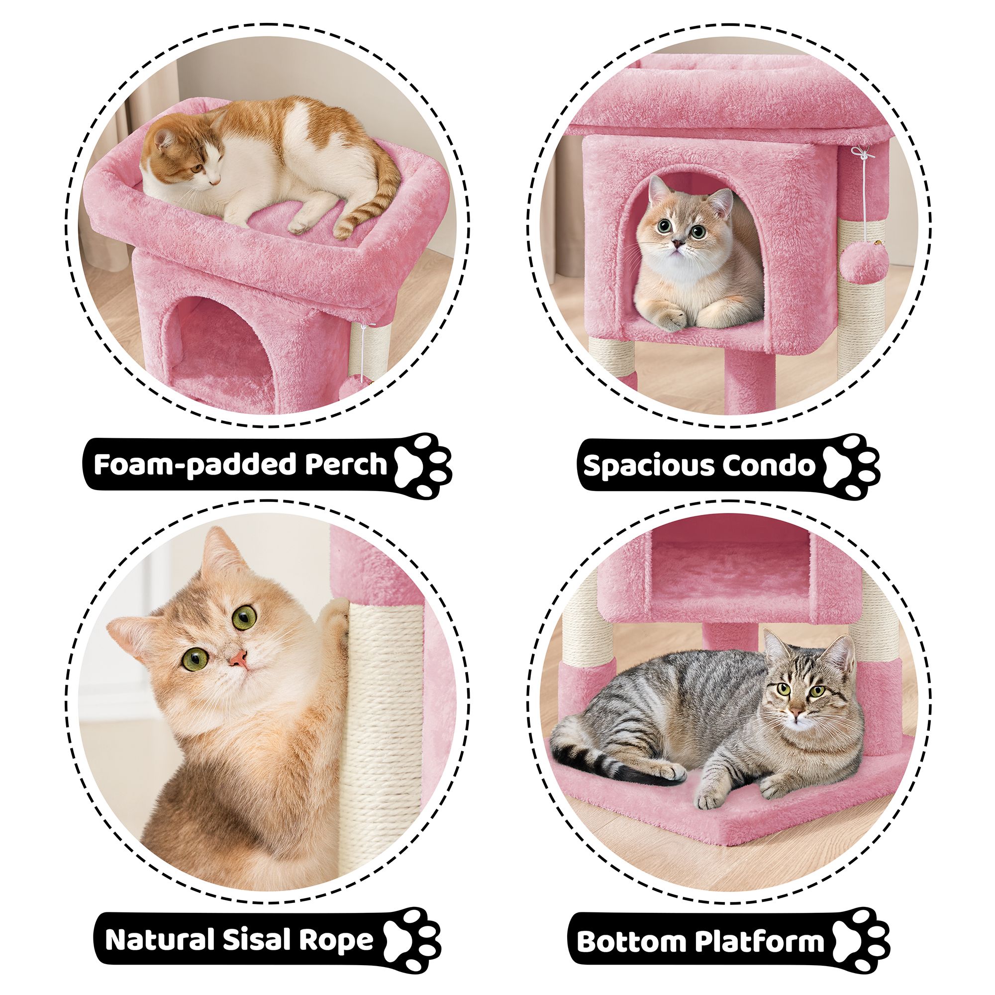 Yaheetech 23.5-in Compact Cat Tree with Condo, Wide Perch and Scratching Posts - thumbnail 4