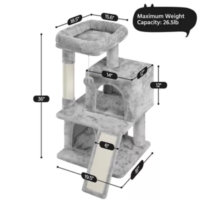 Yaheetech 36-in Multi-Level Cat Tree with 2 Condos and Scratching Board - Image 3