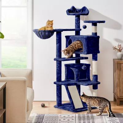 Yaheetech 57.5-in Multi-Level Cat Tree with 2 Condos, Perches and Basket - Image 2