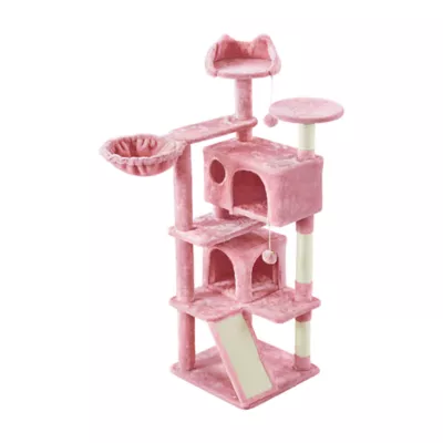 Yaheetech 57.5-in Multi-Level Cat Tree with 2 Condos, Perches and Basket - Image 1