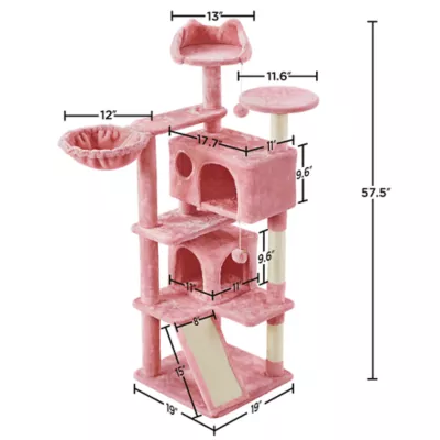 Yaheetech 57.5-in Multi-Level Cat Tree with 2 Condos, Perches and Basket - Image 3