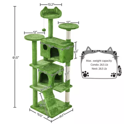 Yaheetech 61.5-in Multi-Level Cat Tree with 2 Condos and 3 Perches - Image 3