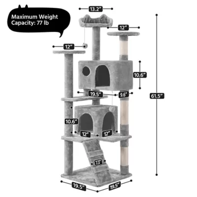 Yaheetech 61.5-in Multi-Level Cat Tree with 2 Condos and 3 Perches - Image 3